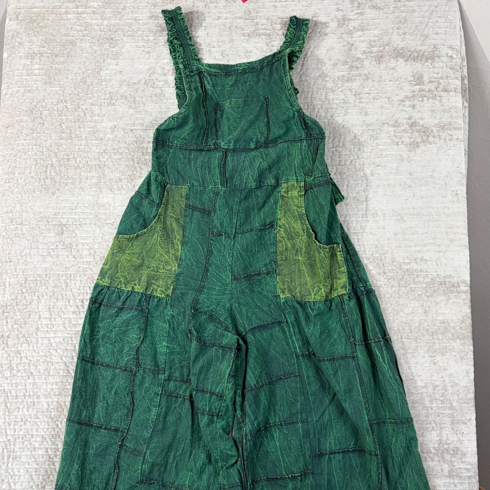 Africway Green Patchwork Wide Leg Overalls Rasta Apparel Boho Festival Jumpsuit